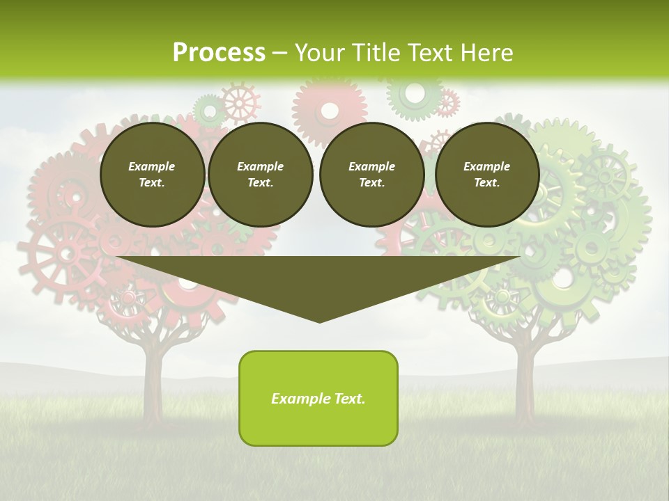 A Green And Red Tree With Gears On It PowerPoint Template