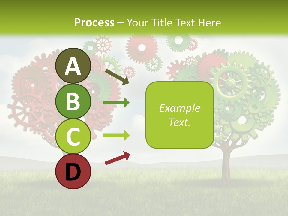 A Green And Red Tree With Gears On It PowerPoint Template