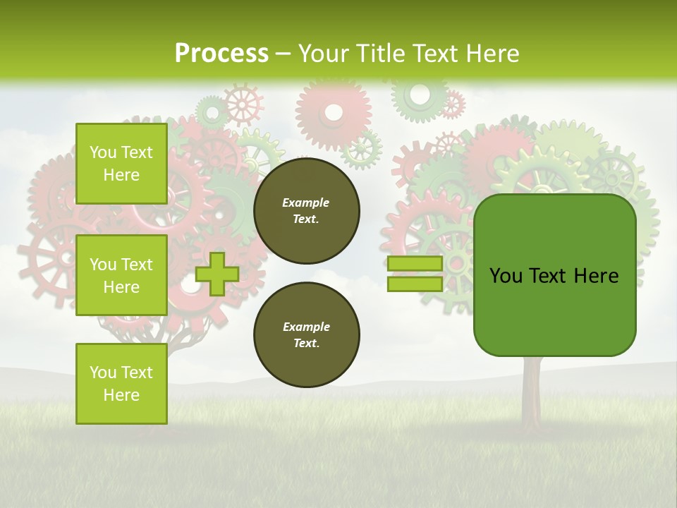 A Green And Red Tree With Gears On It PowerPoint Template