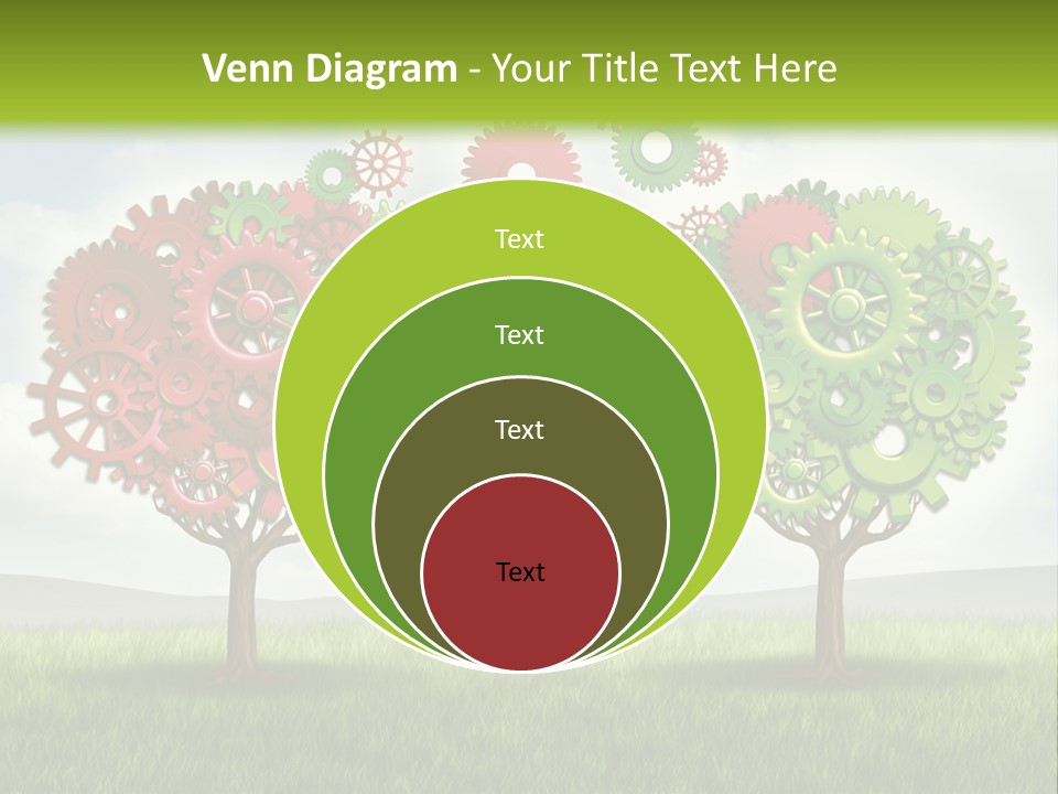 A Green And Red Tree With Gears On It PowerPoint Template