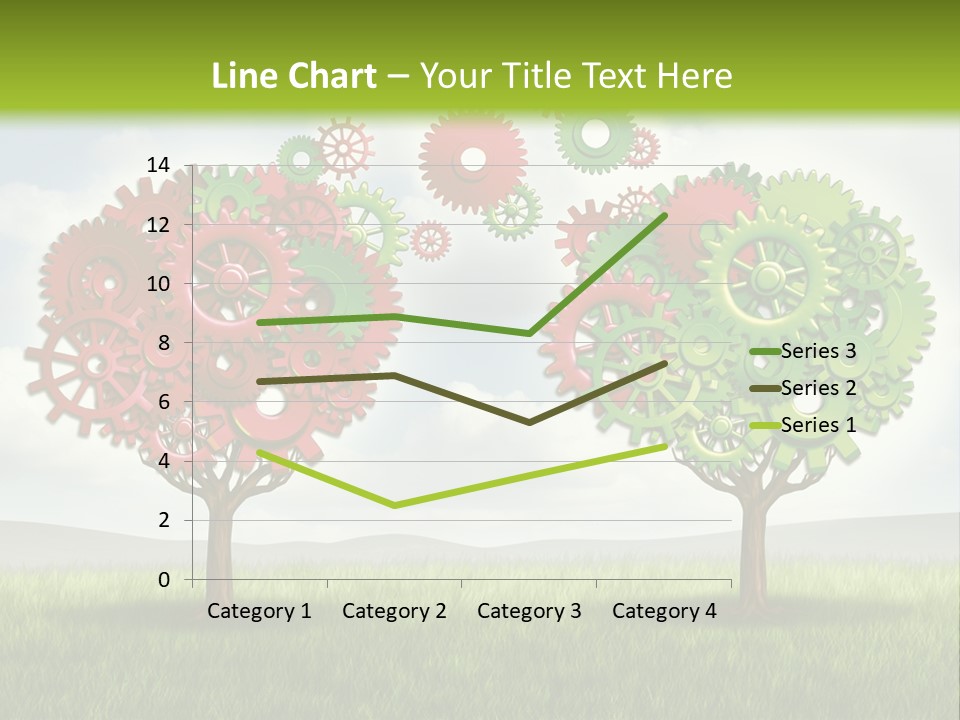 A Green And Red Tree With Gears On It PowerPoint Template