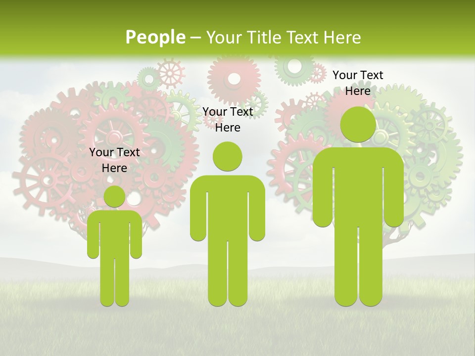 A Green And Red Tree With Gears On It PowerPoint Template