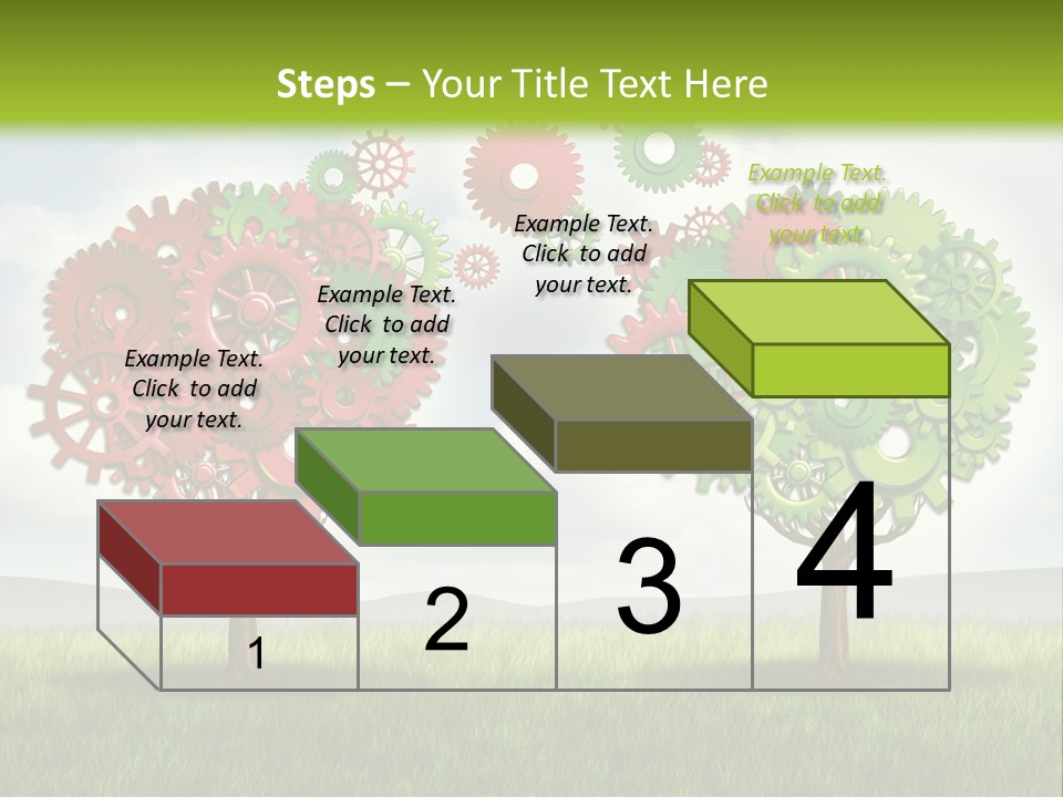 A Green And Red Tree With Gears On It PowerPoint Template