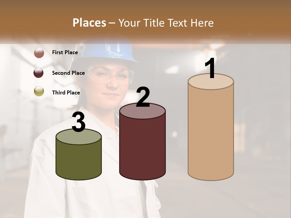 A Woman Wearing A Hard Hat And Glasses PowerPoint Template
