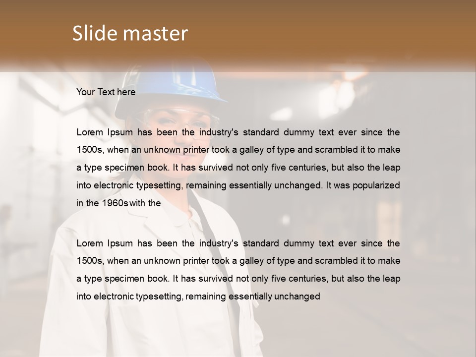 A Woman Wearing A Hard Hat And Glasses PowerPoint Template