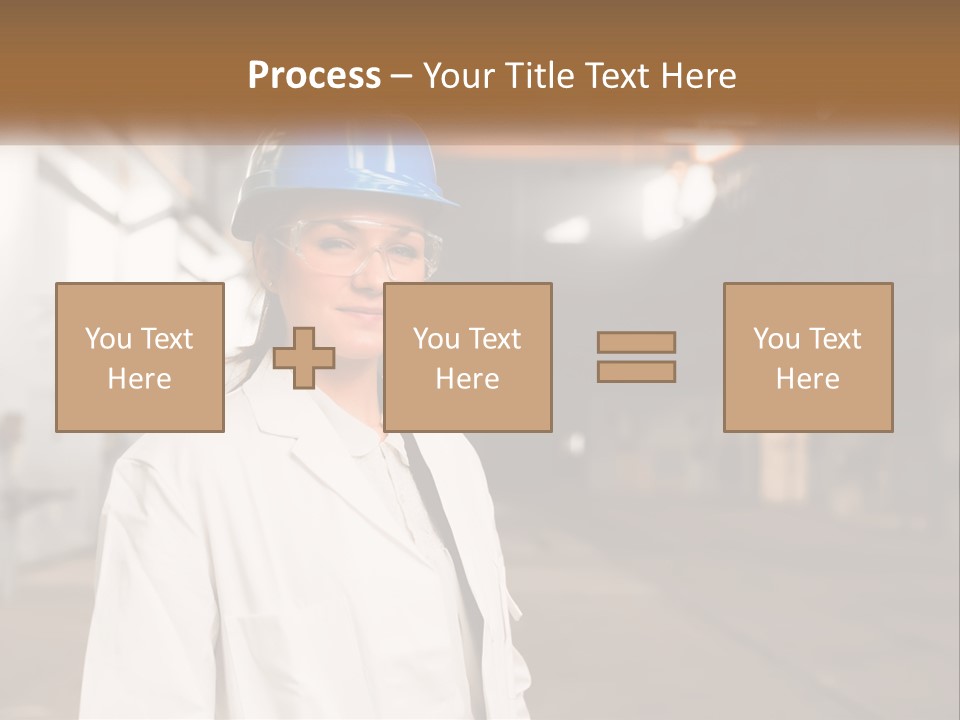 A Woman Wearing A Hard Hat And Glasses PowerPoint Template