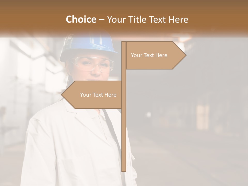 A Woman Wearing A Hard Hat And Glasses PowerPoint Template