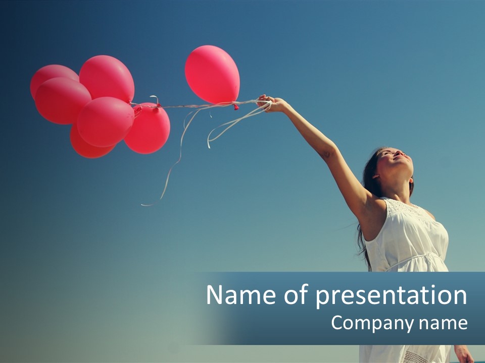 A Woman Holding A Bunch Of Red Balloons PowerPoint Template