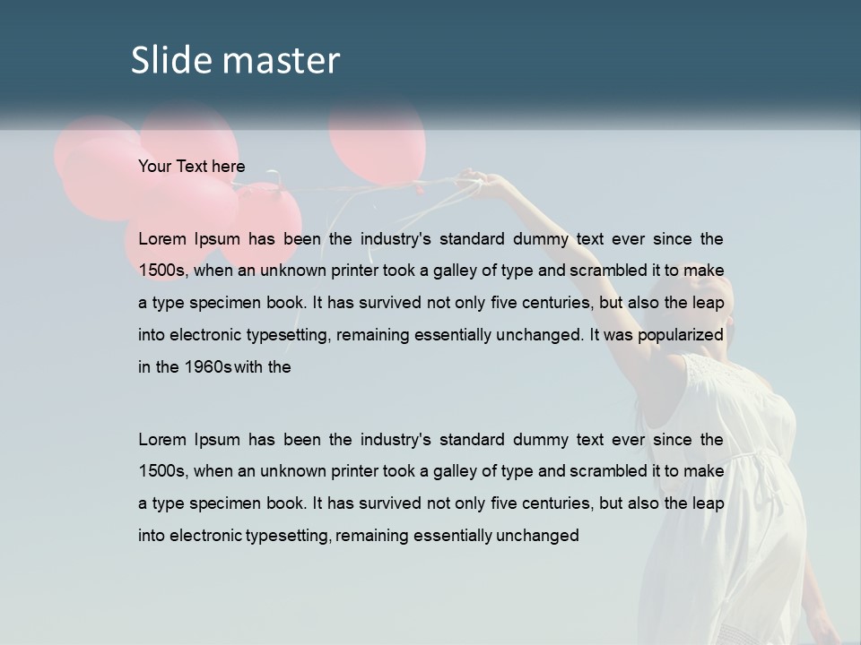 A Woman Holding A Bunch Of Red Balloons PowerPoint Template