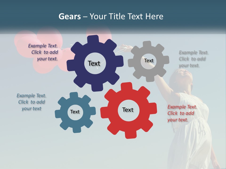 A Woman Holding A Bunch Of Red Balloons PowerPoint Template