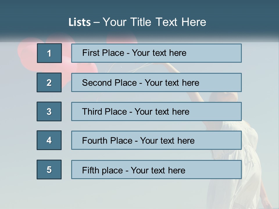 A Woman Holding A Bunch Of Red Balloons PowerPoint Template