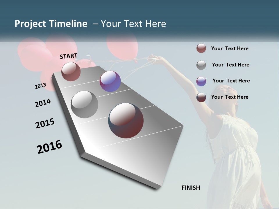 A Woman Holding A Bunch Of Red Balloons PowerPoint Template