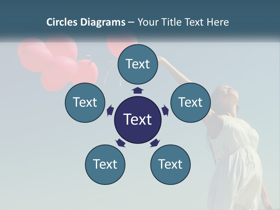 A Woman Holding A Bunch Of Red Balloons PowerPoint Template