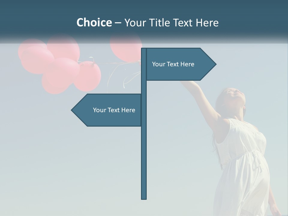 A Woman Holding A Bunch Of Red Balloons PowerPoint Template