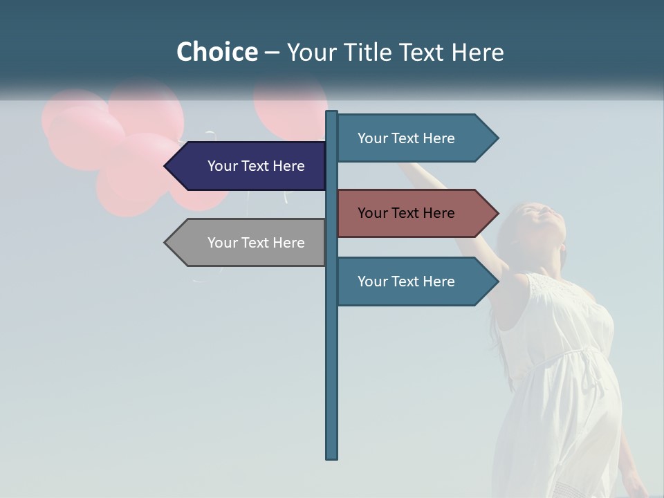 A Woman Holding A Bunch Of Red Balloons PowerPoint Template