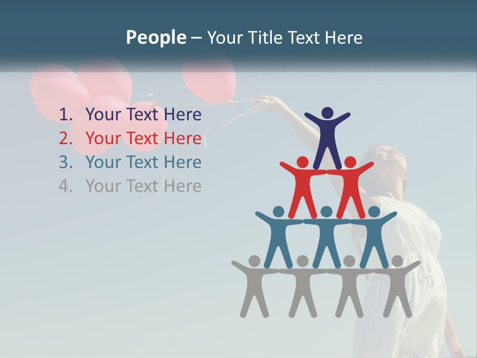 A Woman Holding A Bunch Of Red Balloons PowerPoint Template