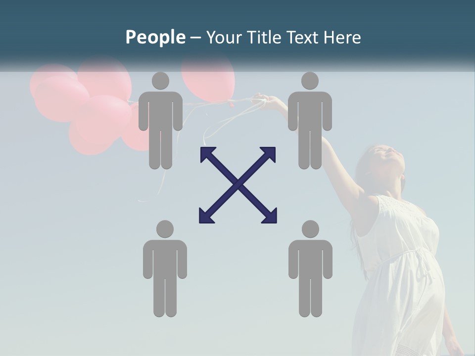 A Woman Holding A Bunch Of Red Balloons PowerPoint Template