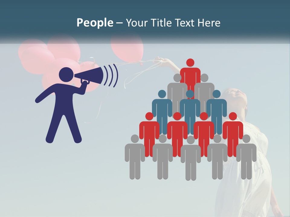 A Woman Holding A Bunch Of Red Balloons PowerPoint Template