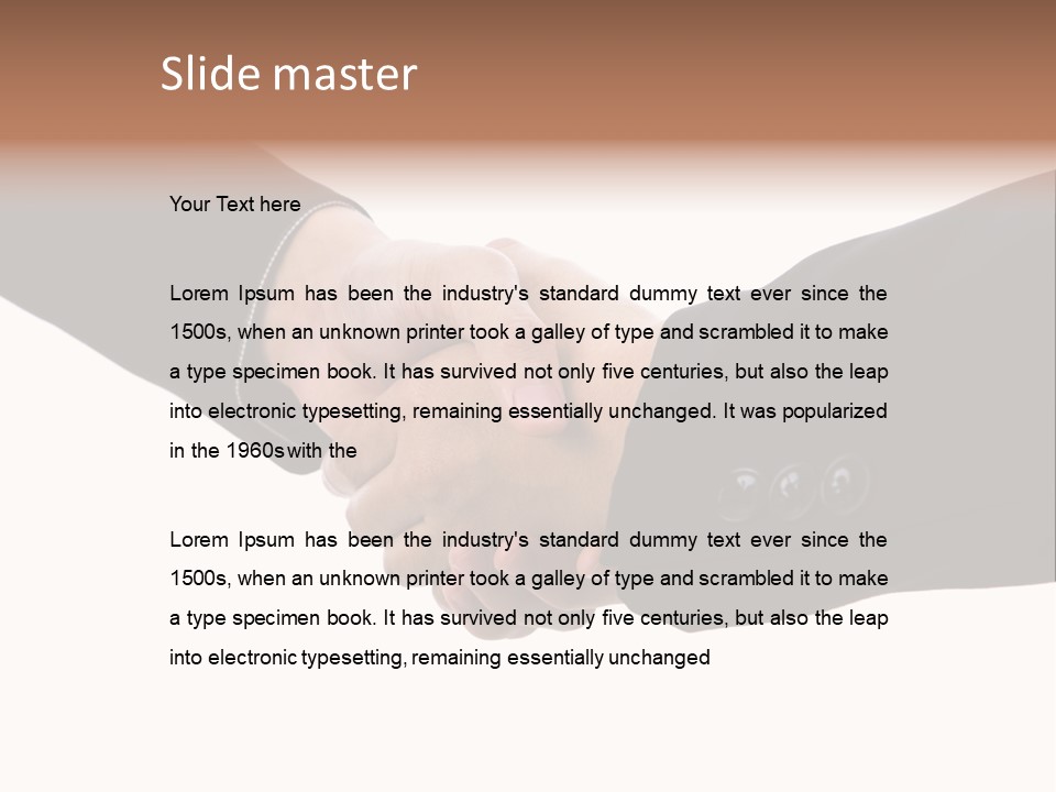 Two People Shaking Hands Over A White Background PowerPoint Template