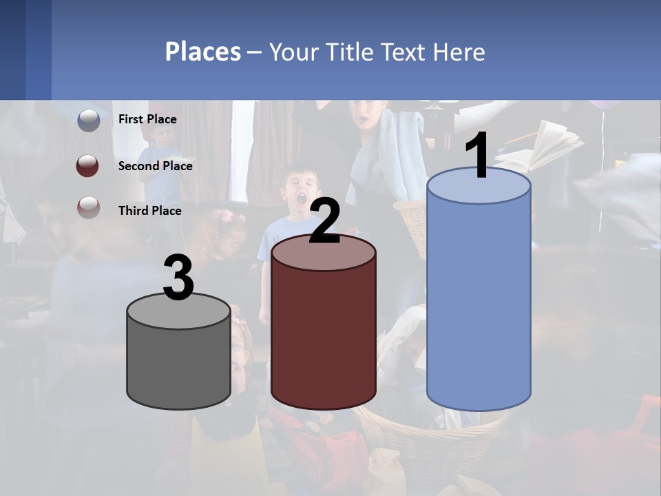 A Group Of Children In A Room With Balloons PowerPoint Template