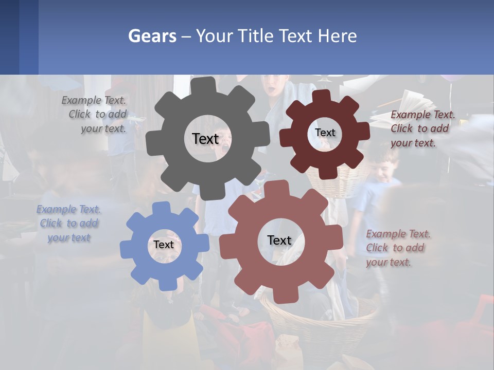 A Group Of Children In A Room With Balloons PowerPoint Template