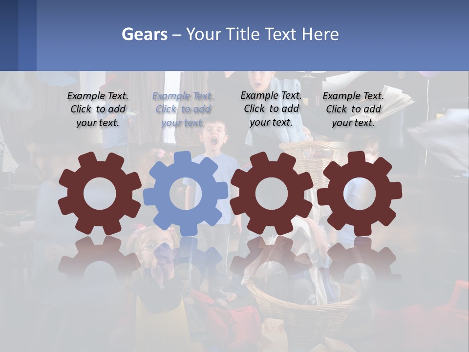 A Group Of Children In A Room With Balloons PowerPoint Template