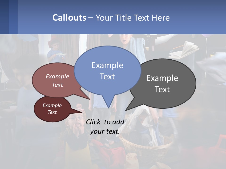 A Group Of Children In A Room With Balloons PowerPoint Template