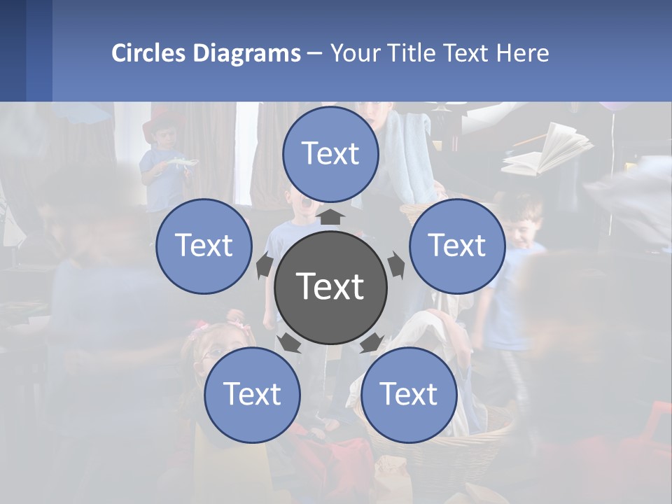 A Group Of Children In A Room With Balloons PowerPoint Template