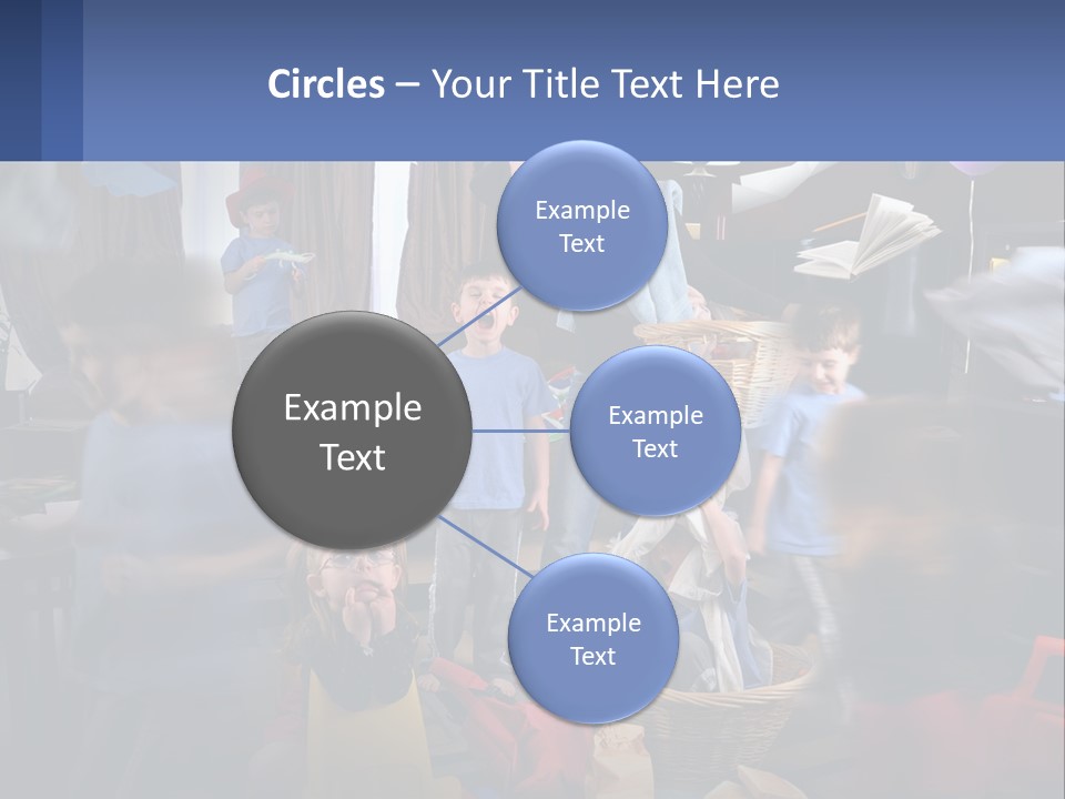 A Group Of Children In A Room With Balloons PowerPoint Template