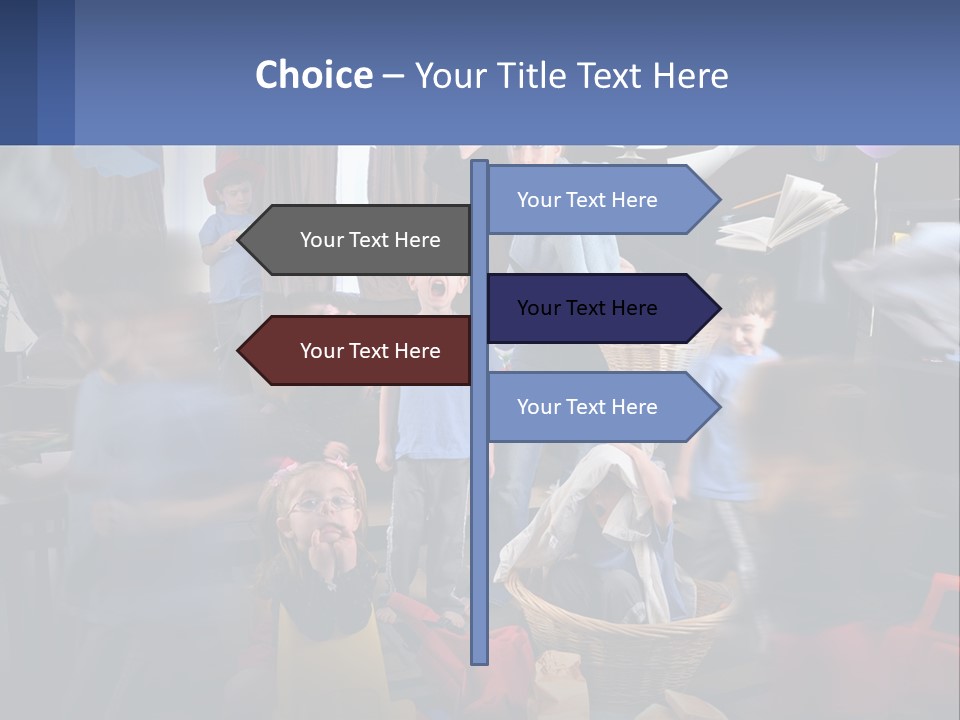 A Group Of Children In A Room With Balloons PowerPoint Template