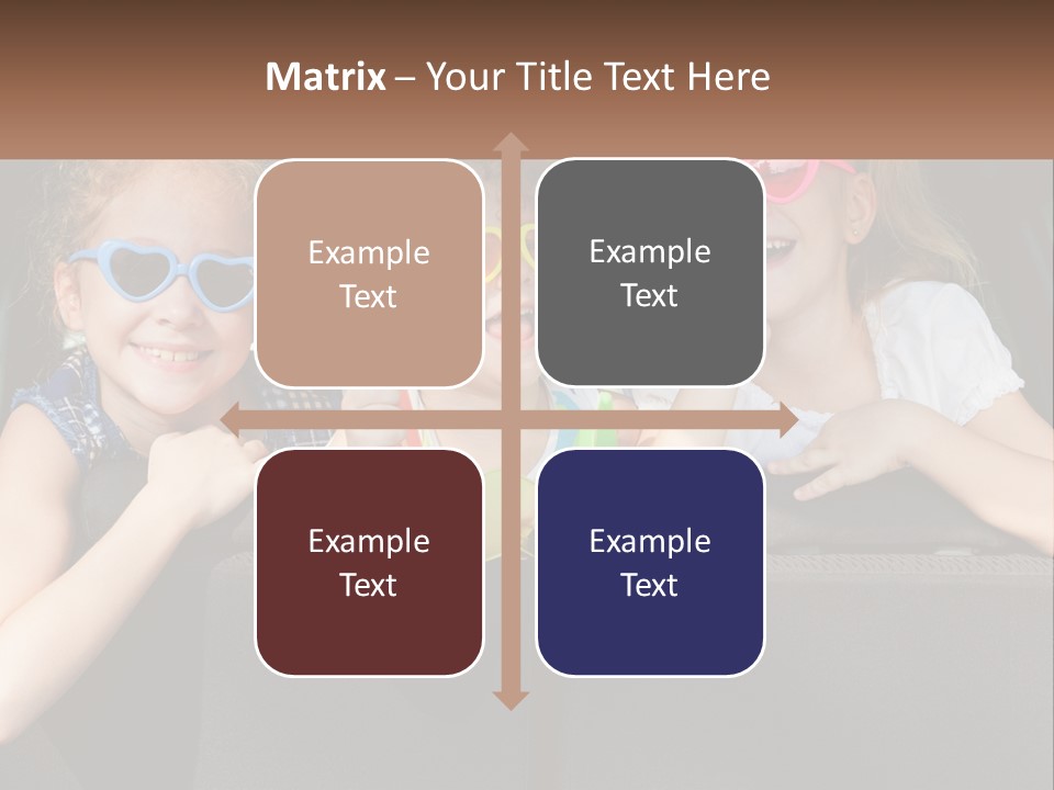 Three Little Girls Wearing Sunglasses Sitting In The Back Of A Car PowerPoint Template
