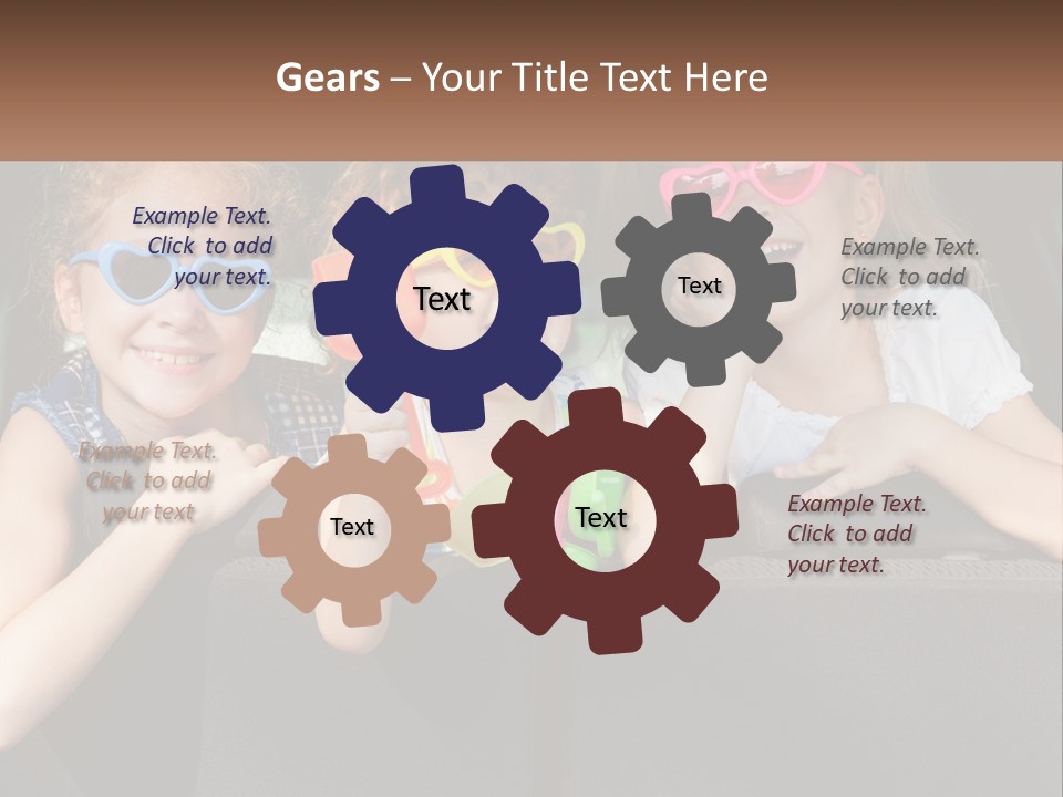 Three Little Girls Wearing Sunglasses Sitting In The Back Of A Car PowerPoint Template