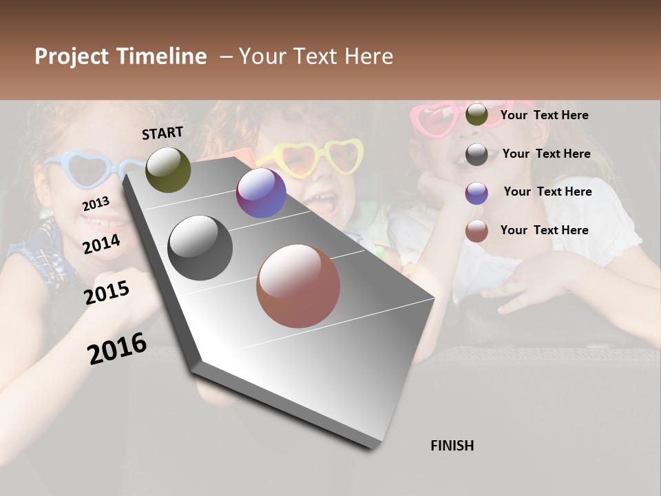 Three Little Girls Wearing Sunglasses Sitting In The Back Of A Car PowerPoint Template