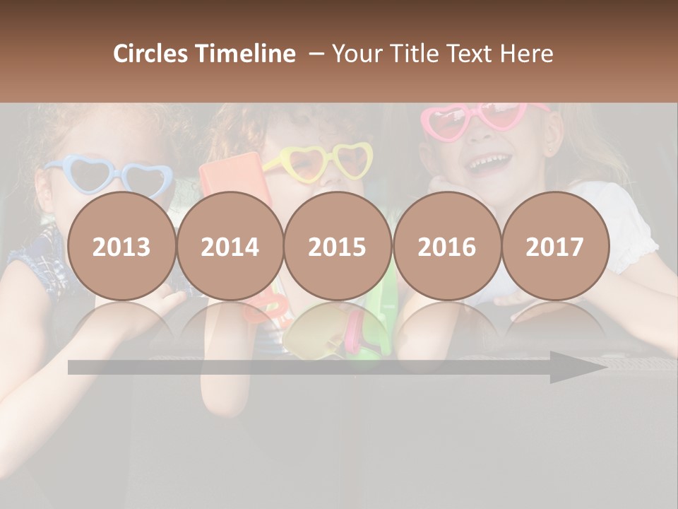 Three Little Girls Wearing Sunglasses Sitting In The Back Of A Car PowerPoint Template