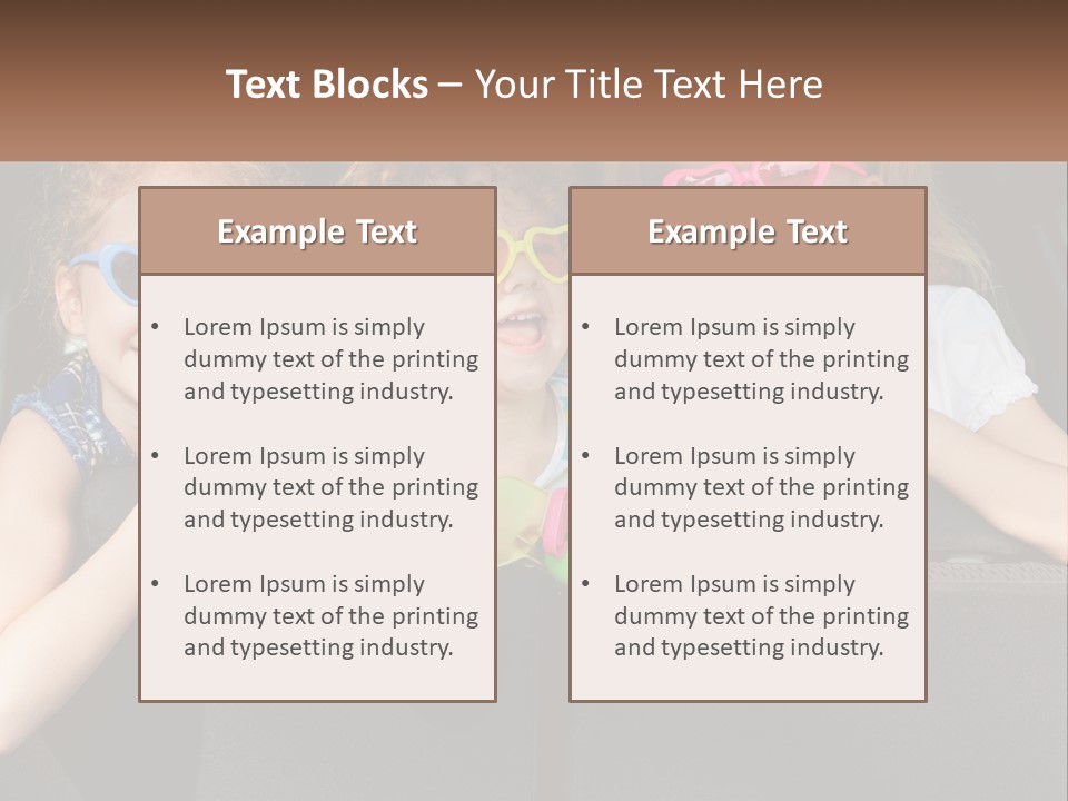 Three Little Girls Wearing Sunglasses Sitting In The Back Of A Car PowerPoint Template