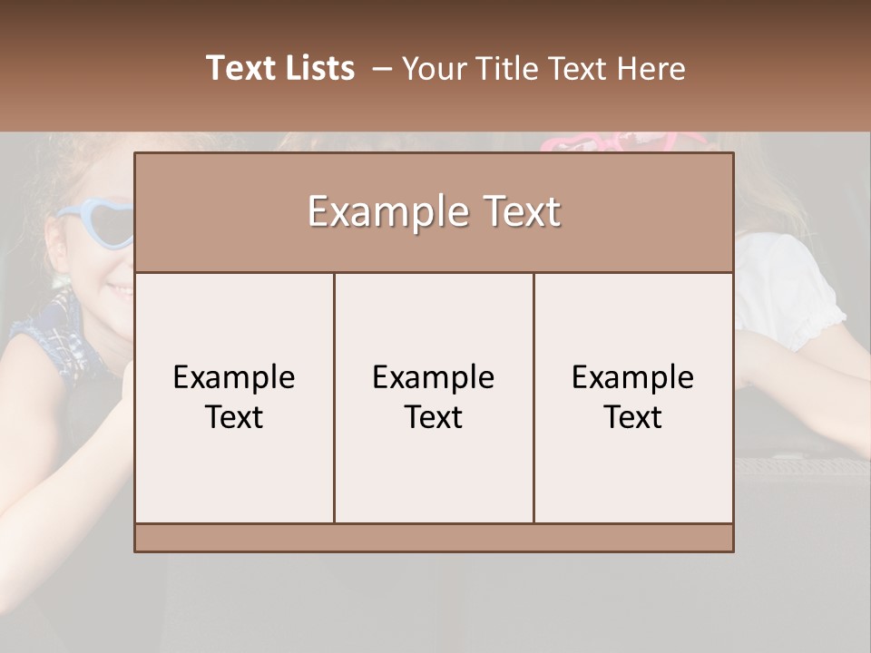 Three Little Girls Wearing Sunglasses Sitting In The Back Of A Car PowerPoint Template