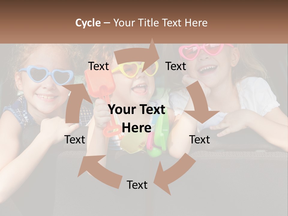 Three Little Girls Wearing Sunglasses Sitting In The Back Of A Car PowerPoint Template