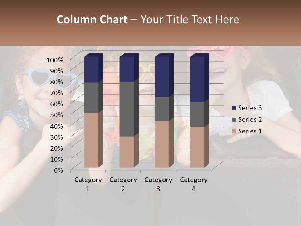 Three Little Girls Wearing Sunglasses Sitting In The Back Of A Car PowerPoint Template