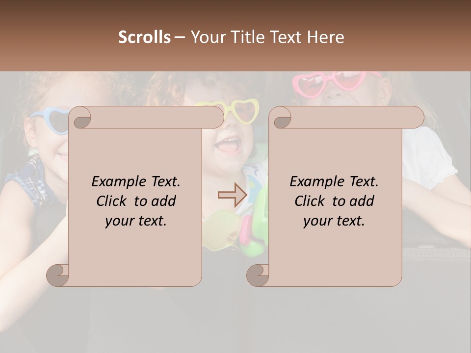 Three Little Girls Wearing Sunglasses Sitting In The Back Of A Car PowerPoint Template