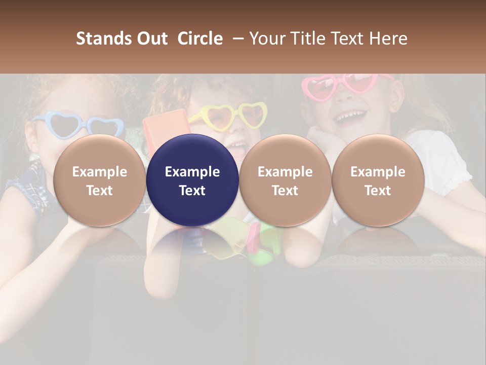 Three Little Girls Wearing Sunglasses Sitting In The Back Of A Car PowerPoint Template