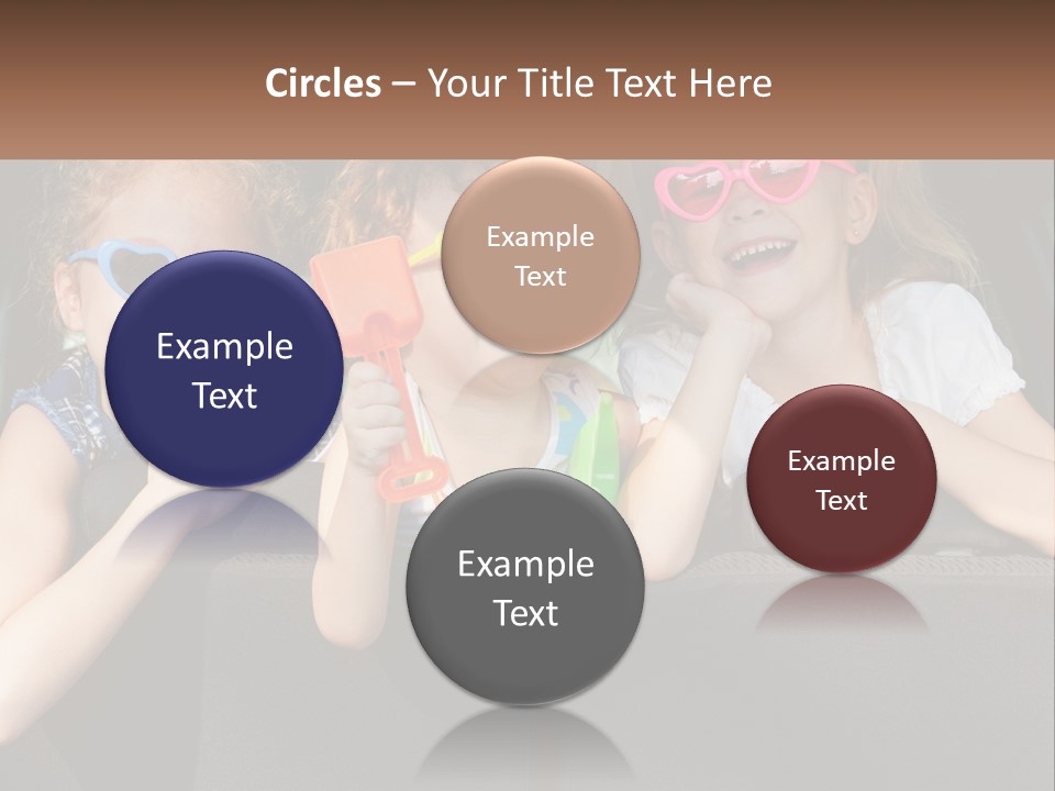 Three Little Girls Wearing Sunglasses Sitting In The Back Of A Car PowerPoint Template