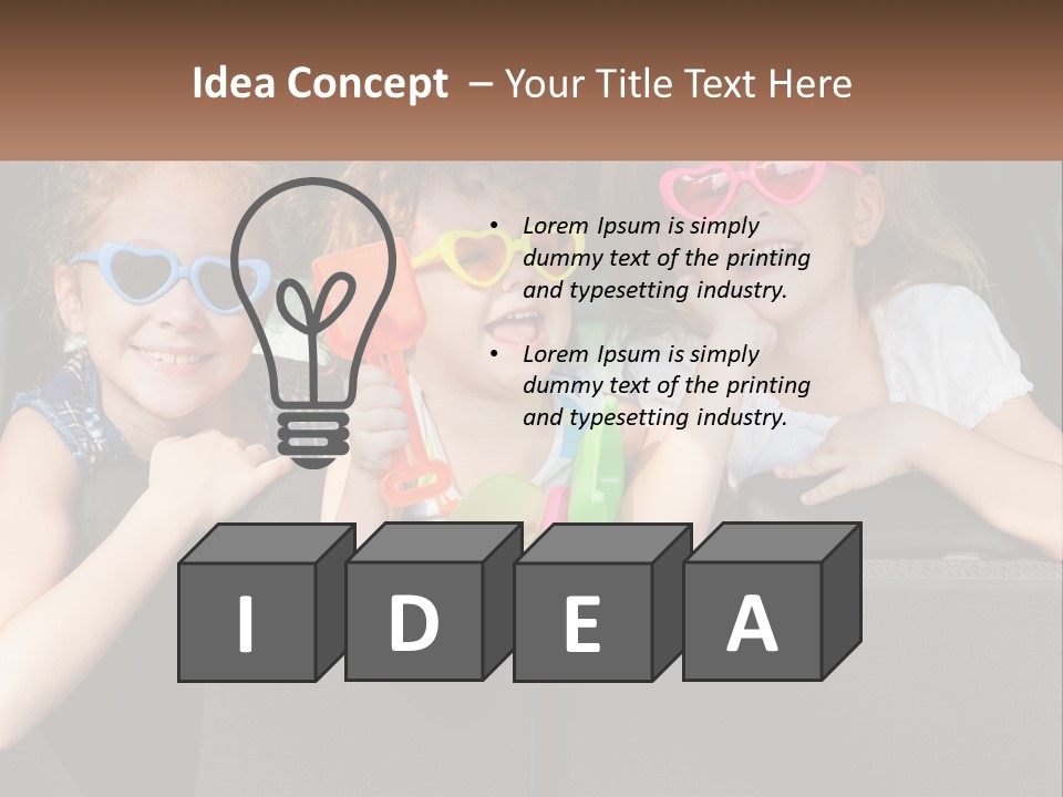 Three Little Girls Wearing Sunglasses Sitting In The Back Of A Car PowerPoint Template