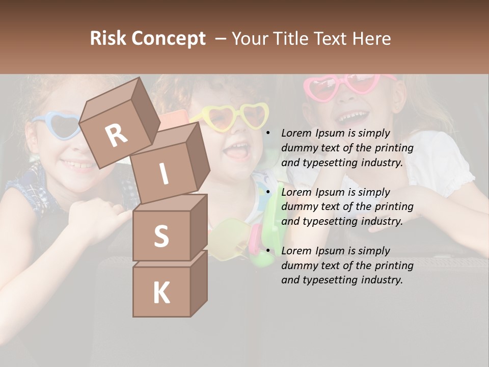 Three Little Girls Wearing Sunglasses Sitting In The Back Of A Car PowerPoint Template