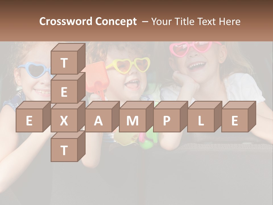 Three Little Girls Wearing Sunglasses Sitting In The Back Of A Car PowerPoint Template