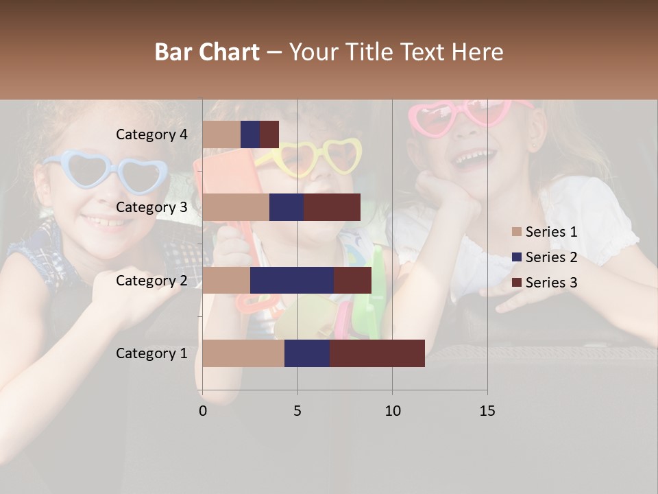 Three Little Girls Wearing Sunglasses Sitting In The Back Of A Car PowerPoint Template