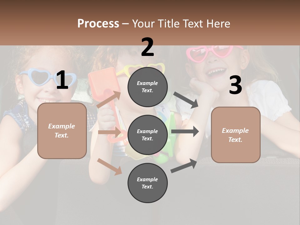 Three Little Girls Wearing Sunglasses Sitting In The Back Of A Car PowerPoint Template