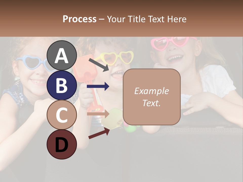 Three Little Girls Wearing Sunglasses Sitting In The Back Of A Car PowerPoint Template