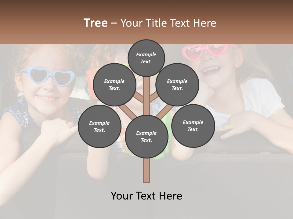 Three Little Girls Wearing Sunglasses Sitting In The Back Of A Car PowerPoint Template