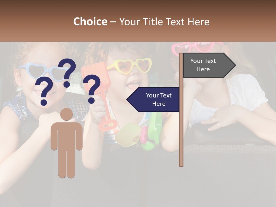 Three Little Girls Wearing Sunglasses Sitting In The Back Of A Car PowerPoint Template