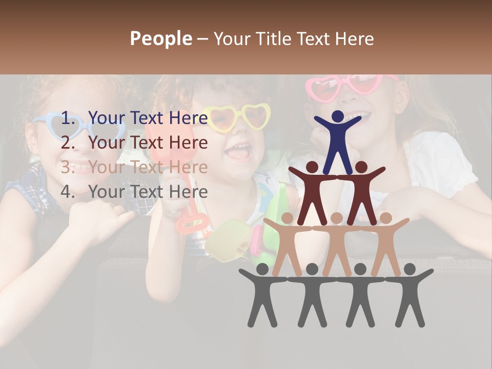 Three Little Girls Wearing Sunglasses Sitting In The Back Of A Car PowerPoint Template
